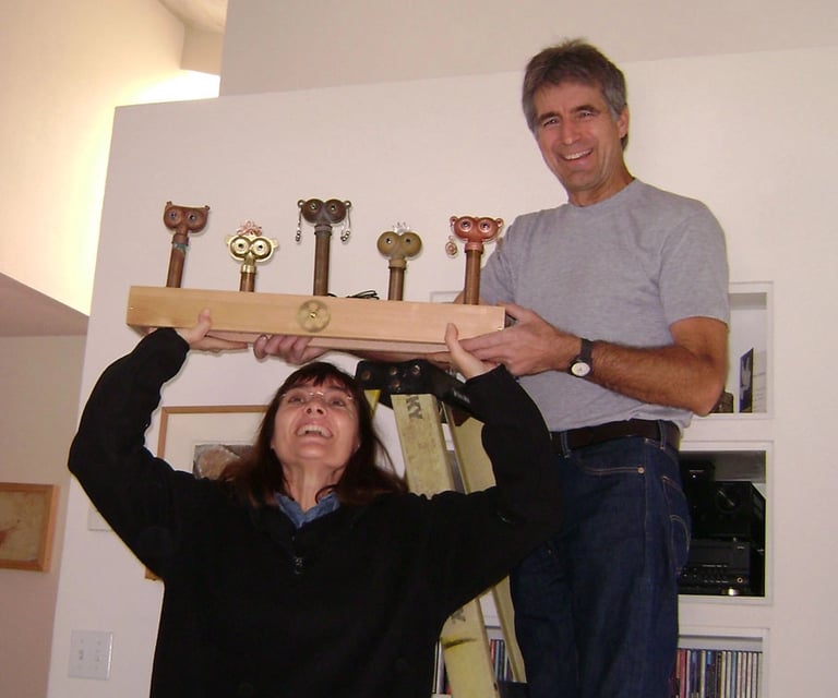 Talbotics night light heads being put in place on ledge.