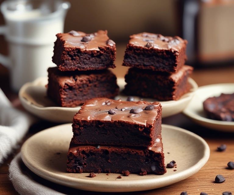 Close-up of a moist almond flour chocolate cake slice on a rustic plate.