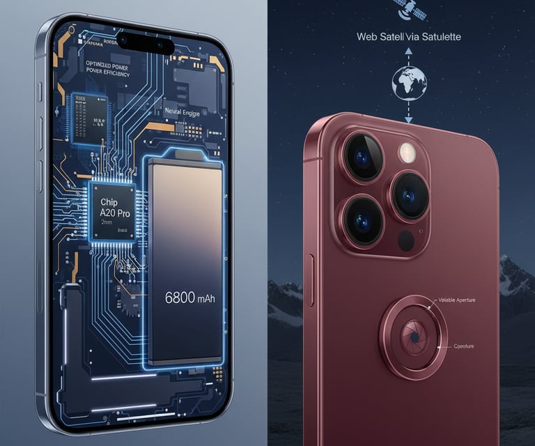 Chip A20 Pro 2nm, web via satélite, 6800mAh