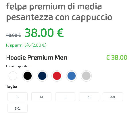 prezzo felpa cappuccio premium