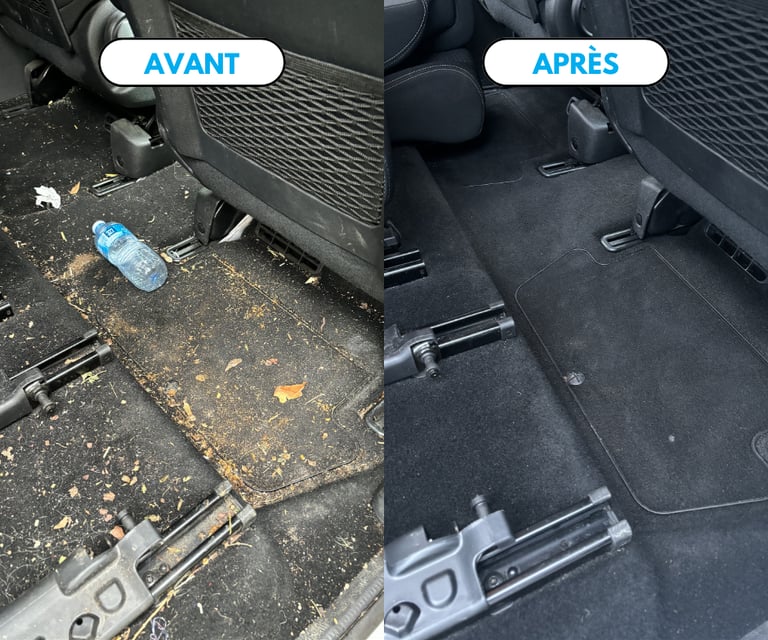Avant après nettoyage voiture intérieur 