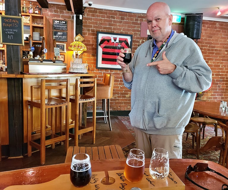 A flight of local beers at Pomeroy's Old Brewery Inn in Christchurch, New Zealand