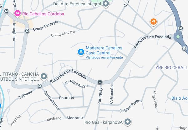 Ubicación en el mapa de la central maderera ceballos