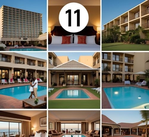 mixed photo from inside and outside of a luxury and romantic hotel in durban
