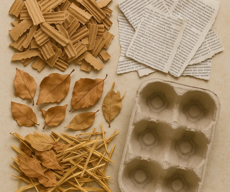 Worm bedding materials, shredded cardboard, newspaper, leaves, straw and cardboard egg carton