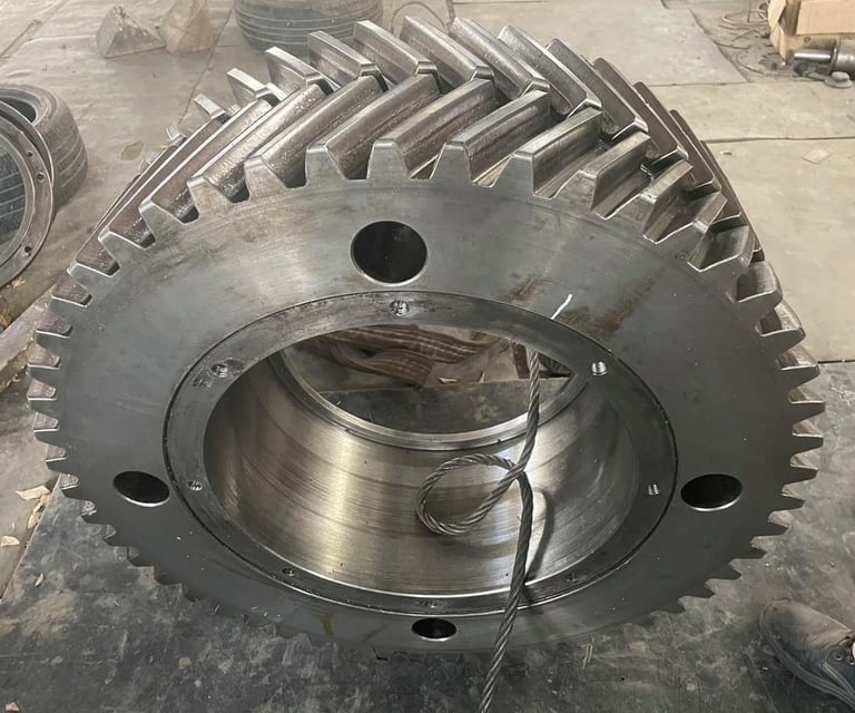 Heavy duty herringbone gear (double helical gear) for mining and rubber machinery