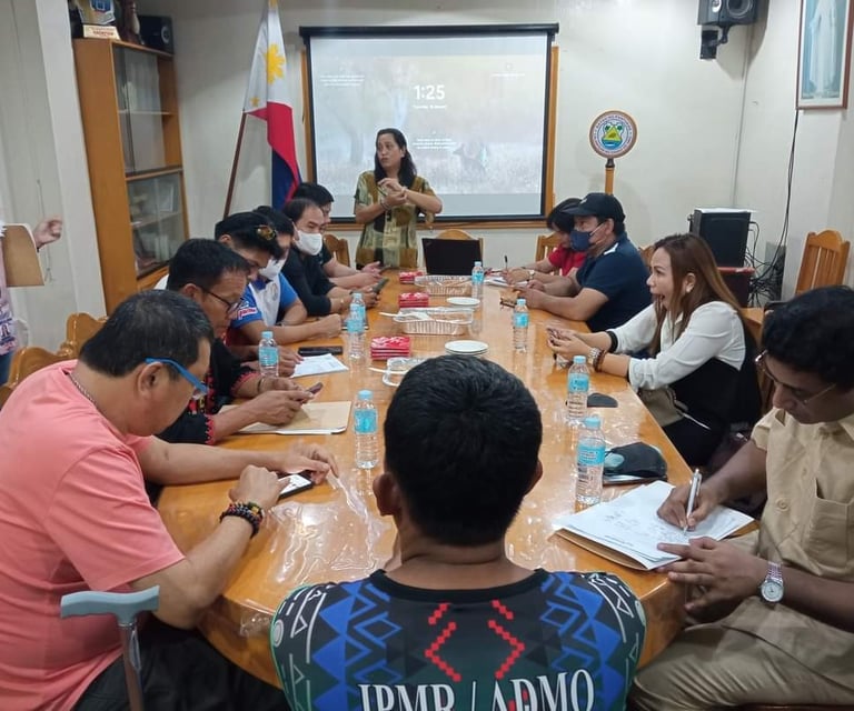 "A consultant presenting a business analysis report to clients in a modern conference room."