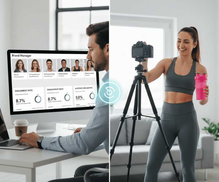 a man and woman sitting at a desk with a laptop and a camera