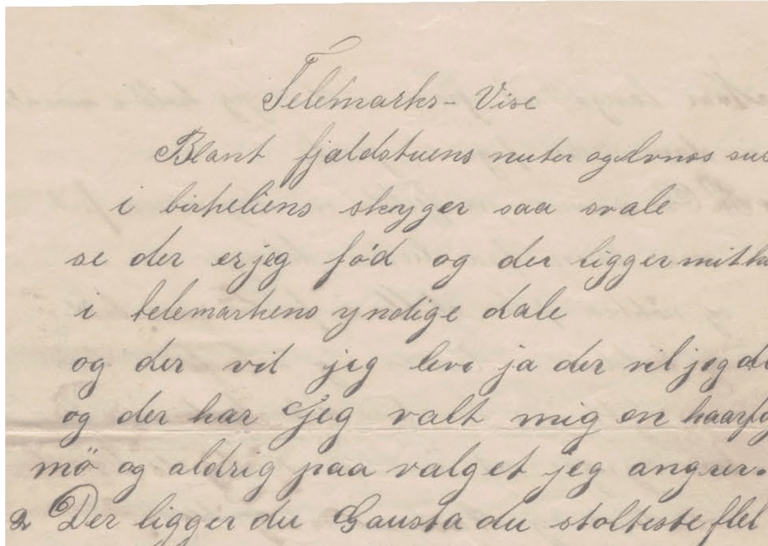 A handwritten Norwegian poem
