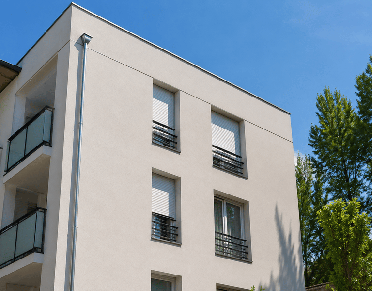 Façade moderne avec isolation thermique extérieure