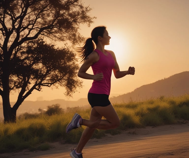An active person running outdoors symbolizing sports and fitness.