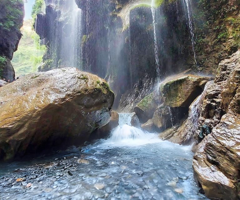 Panoramic view of umbrella waterfall Pakistan 