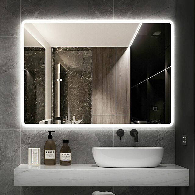 Bathroom Mirror LED Light Antifog Makeup Mirror Wall Touch Vanity