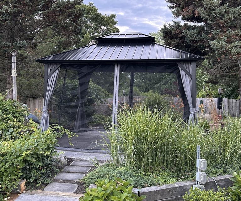 A 10 x 12 metal gazebo assembled for a client in Danvers, MA.