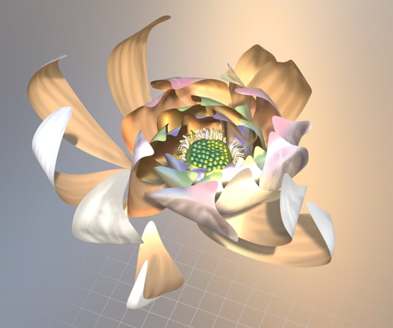 3D lotus Asset in interactive mental health metaverse as stress-reducing stimuli to relax and love.