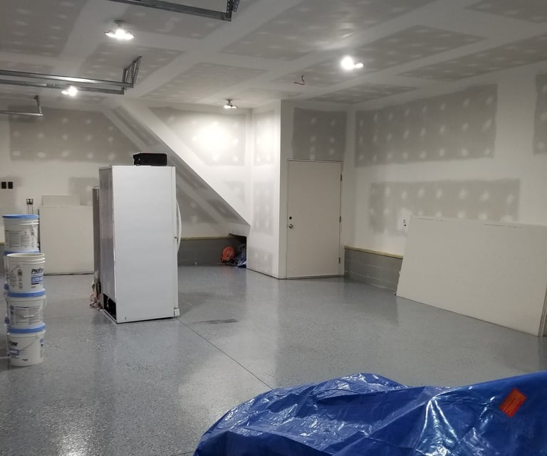 A picture of a finished garage.