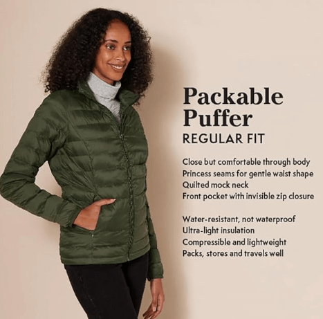women wearing packable puffer best travel jackets for cold weather