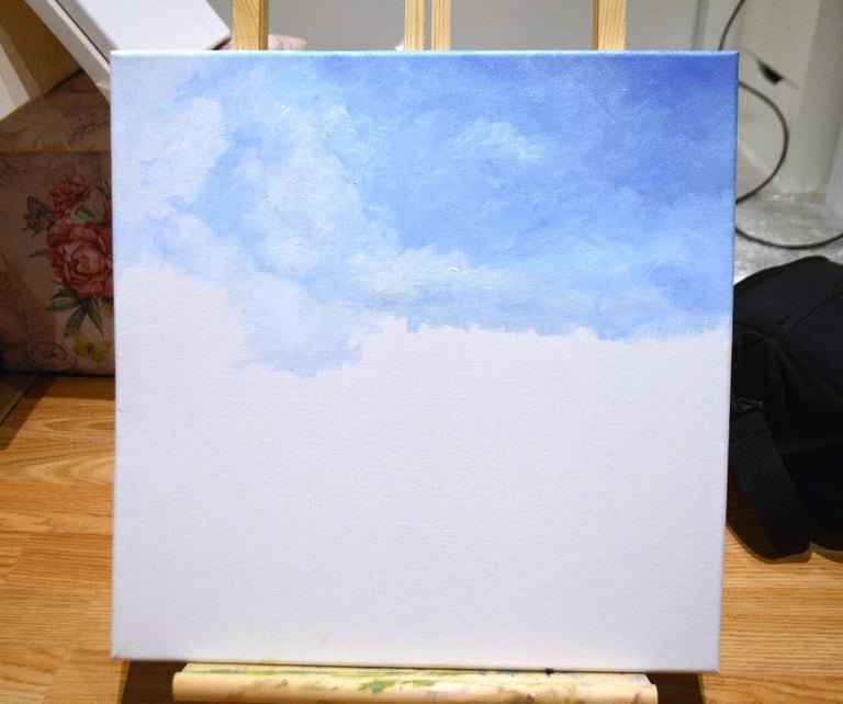 a painting of a sky with clouds