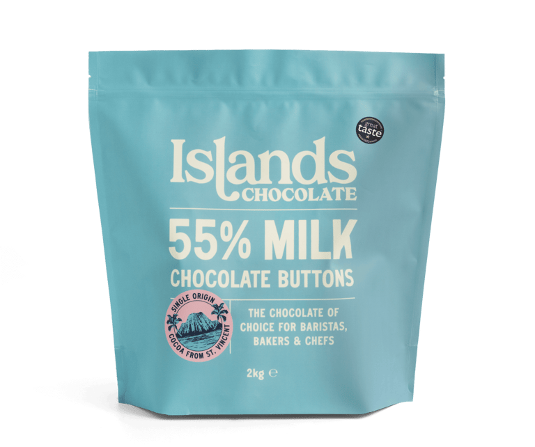 a bag of chocolate milk with a blue bag of milk