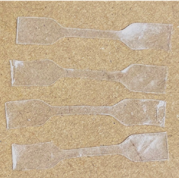 Dumbbell-shaped specimens obtained by thermal reprocessing
