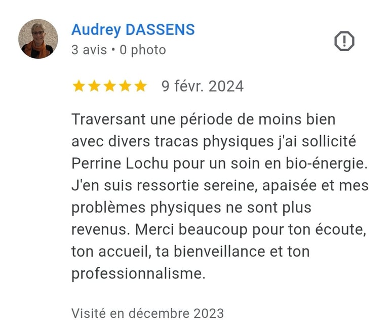 Capture d'écran d'un avis 5 étoiles