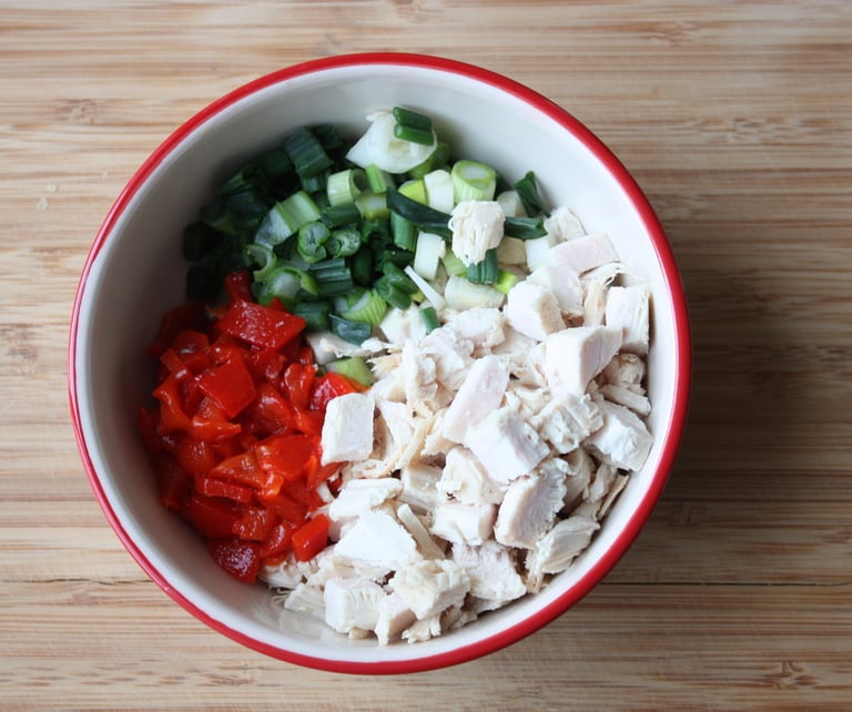 chopped ingredients for festive turkey rolls