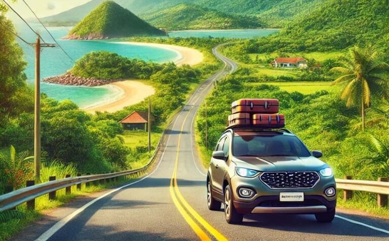 carro na estrada com malas em cima