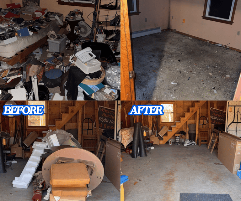 Items sorted for disposal and recycling during junk removal service