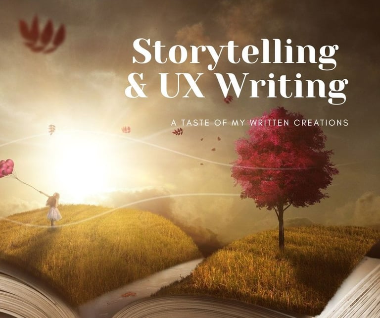 a girl walking on a fantasy book with balloons in her hand, symbolizing the creative UI/UX writing