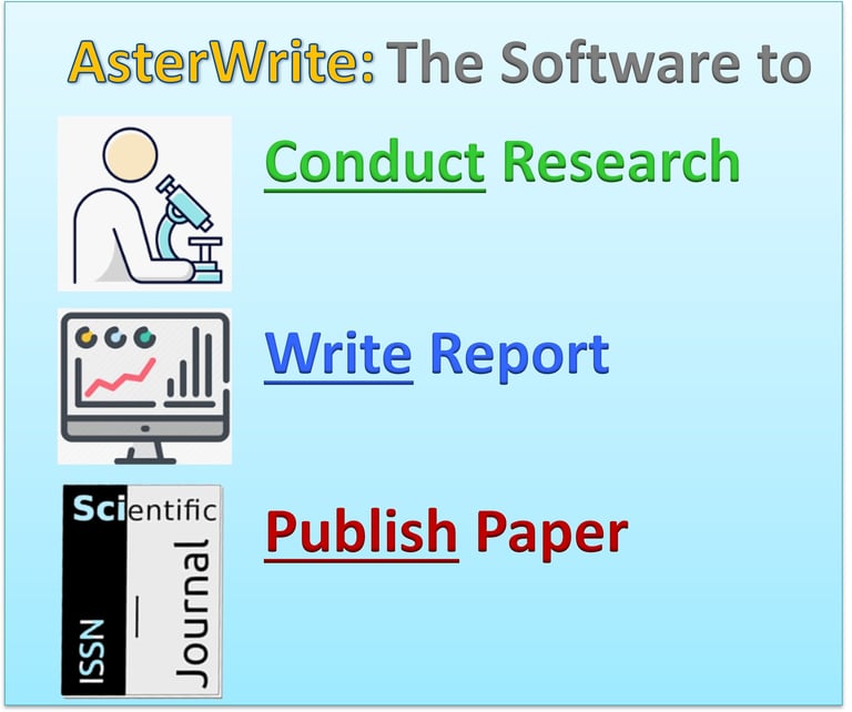 Software to Conduct Research, Write Report, and Publish Paper.