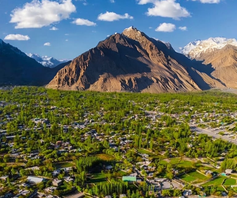Panoramic view of skardu city