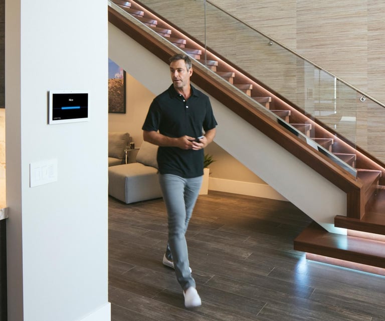 Modern Nice ELAN wall-mounted touch screen installation.