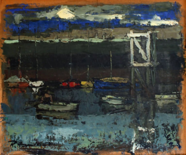 Tableau de René Hansoul "Port ostende"