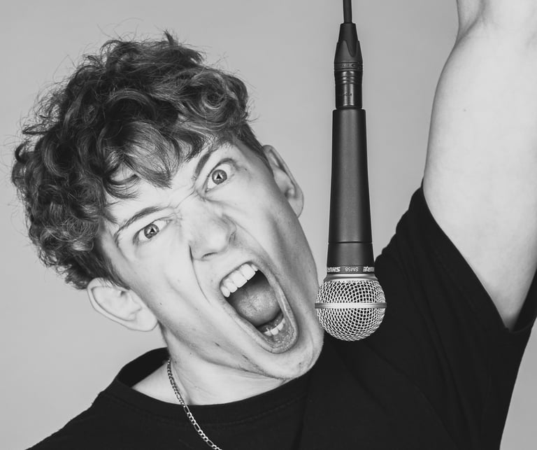 portrait of a man with a microphone and a microphone