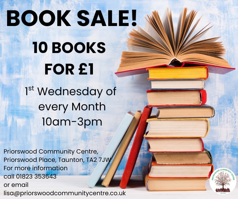 a pile of books with a book on top of it book sale 10 books £1
