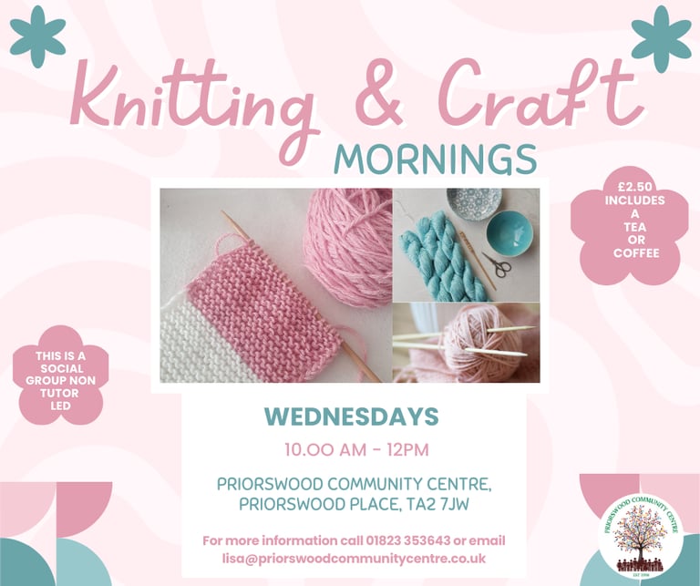 weekly knitting and craft group poster