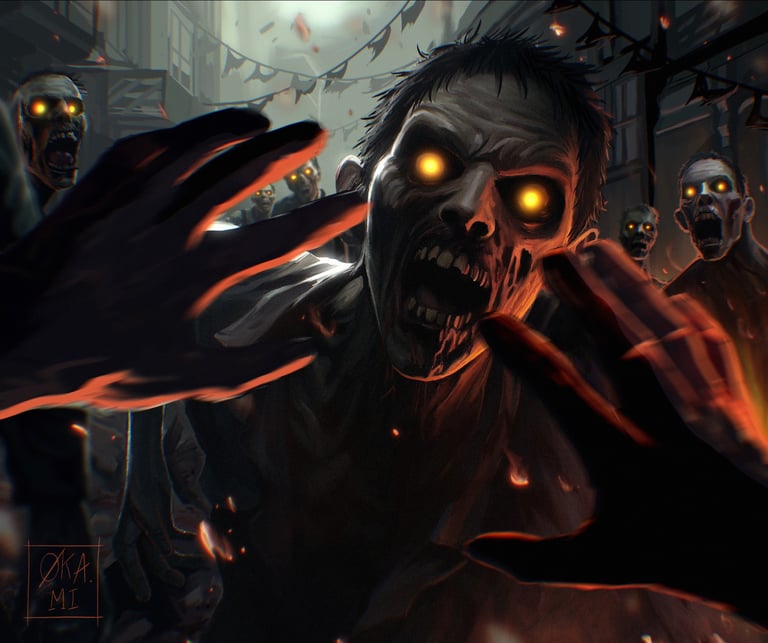 illustration horreur zombie point de vue premier personne