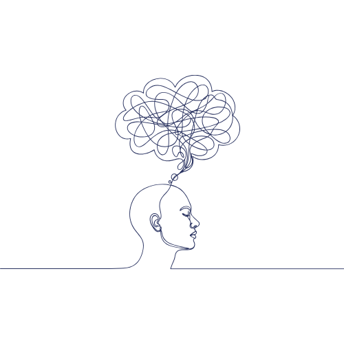 nuage qui sort de la tête symbolisant la pensée désorganisée
