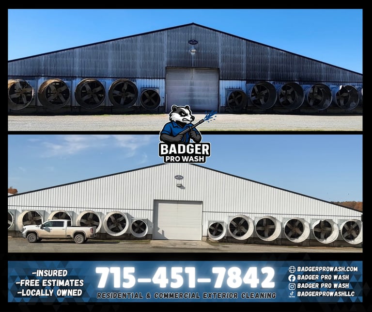 Soft washing a residential home exterior in Eau Claire, Wisconsin