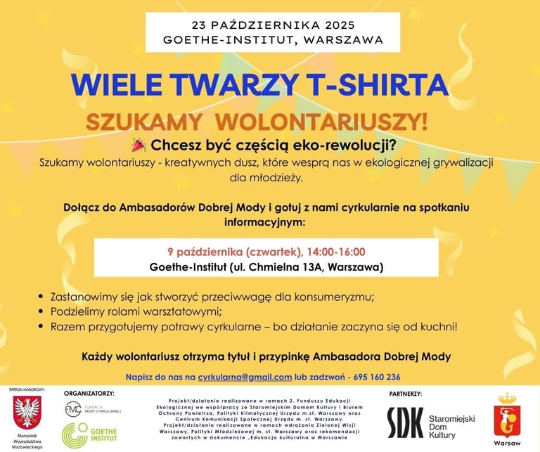 Plansza informująca o spotkaniu wolontariuszy