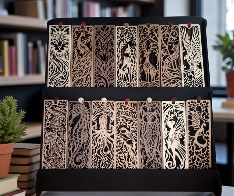 Marque-page en bois animaux