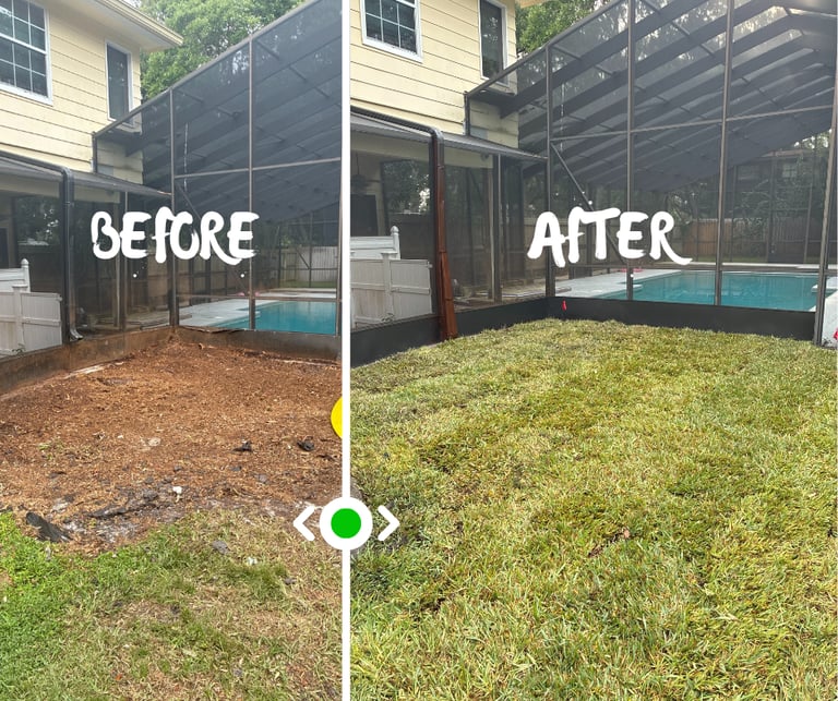 Sod installation before and after Jacksonvlle FL
