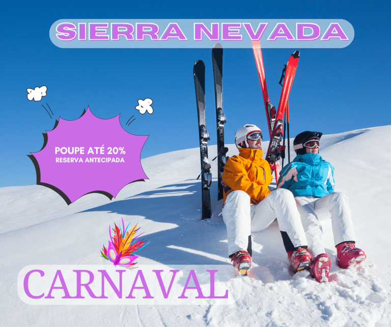 Casal numa viajem à neve em Sierra Nevada