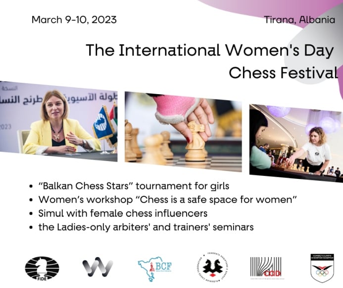 Chess events to celebrate the International Women's Day 2023 set in Tirana, Albania