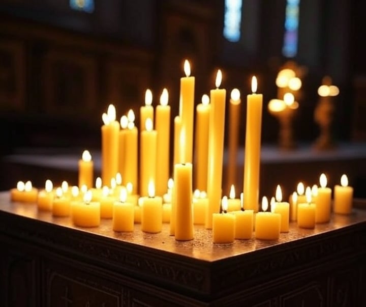 religious beeswax candles