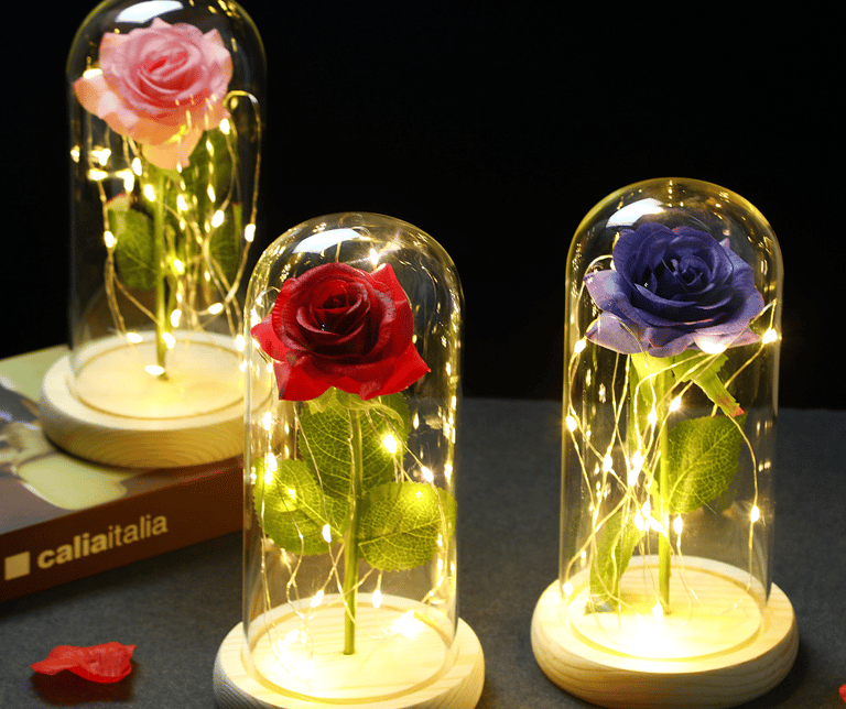 Roses éternelles sous cloche