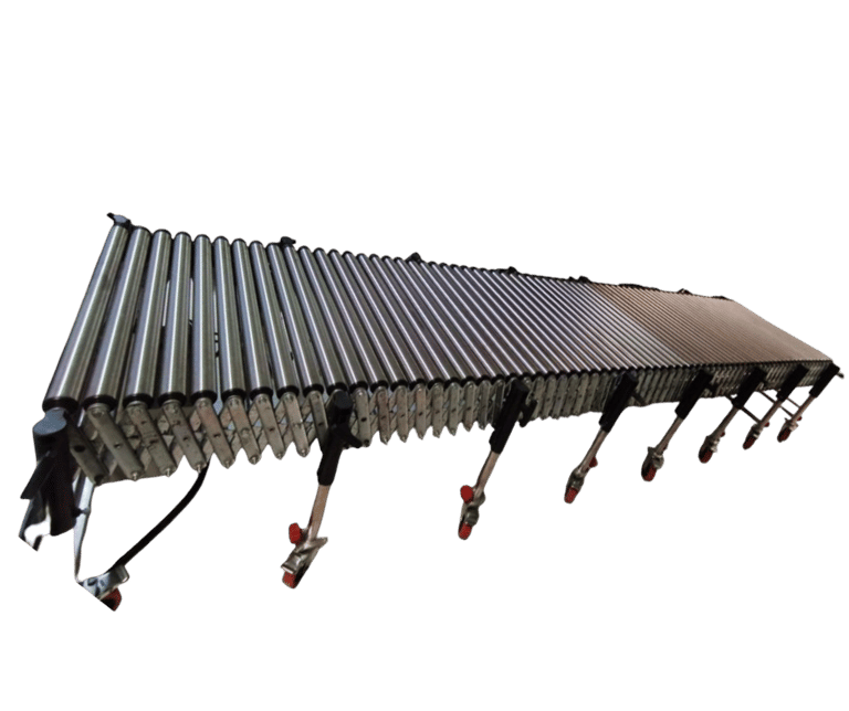 Transportador de rodillos flexible para el manejo eficiente de cajas, paquetes y productos en operac