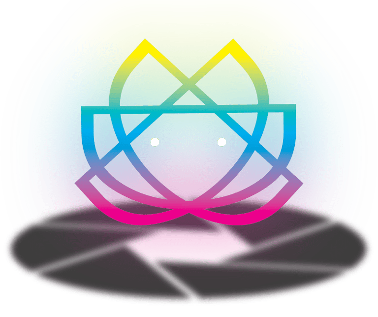 Logo du site avec ombre en forme d'objectif d'appareil photo