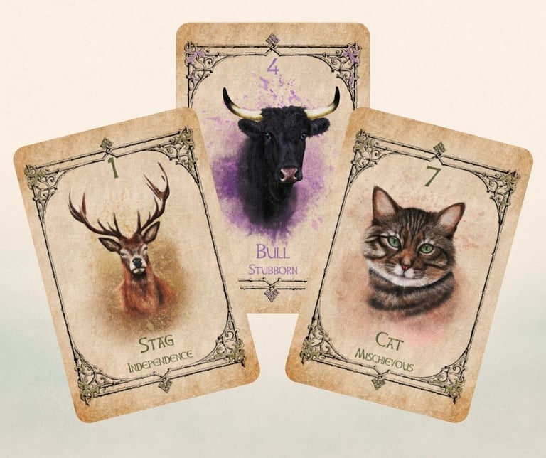 Animal Spirit Oracle Classic earth suit cards displayed together