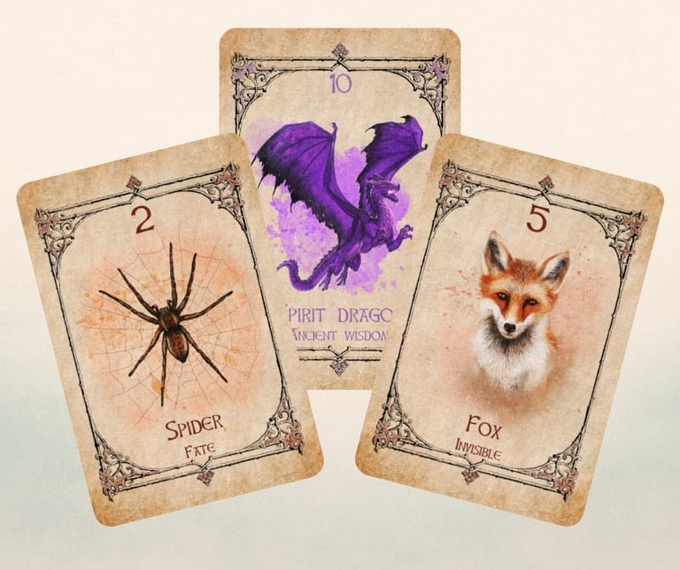 Animal Spirit Oracle Classic Fire suit cards displayed together